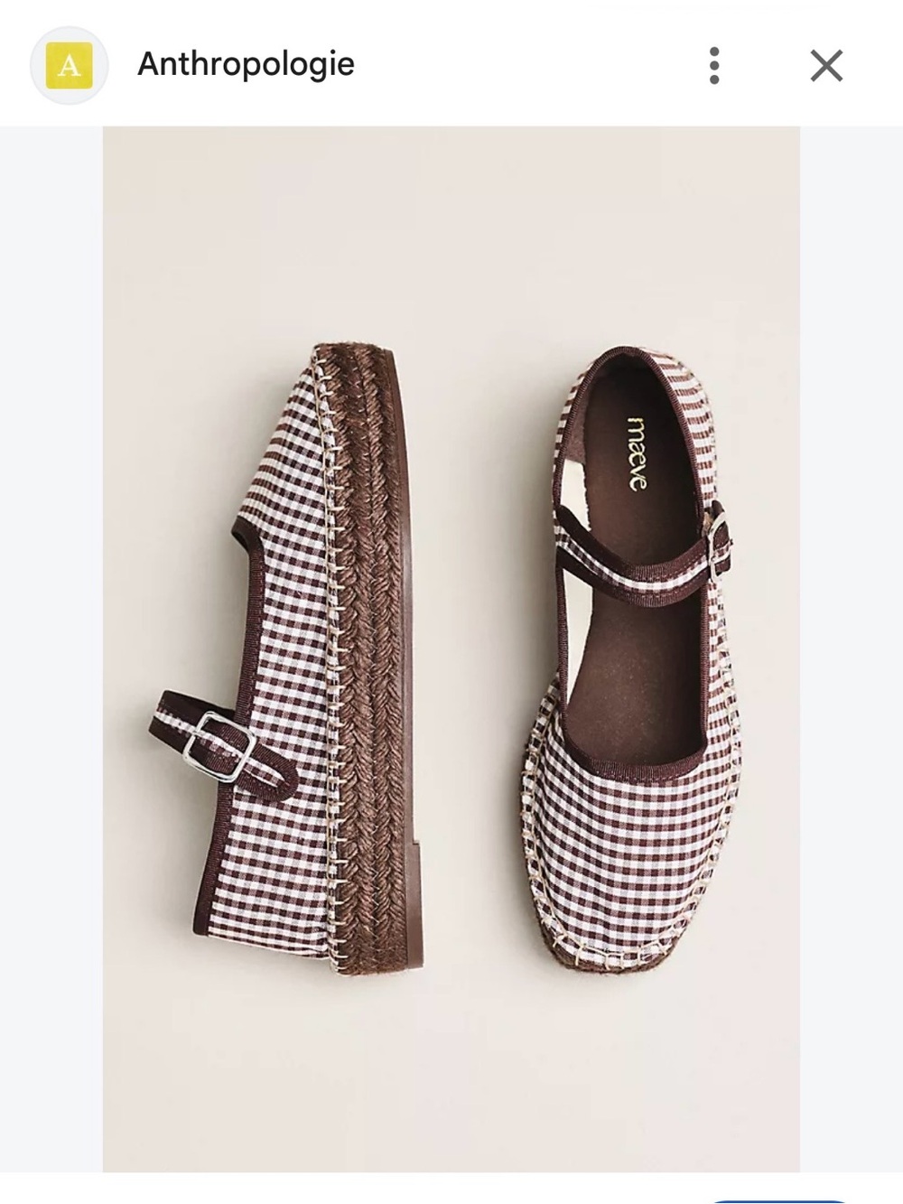 Maeve Brown Gingham Mary Jane Espadrilles - Picture 2 of 5